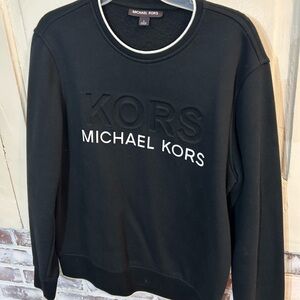 Michael Kors Black Crewneck Sweater with White Logo Trim